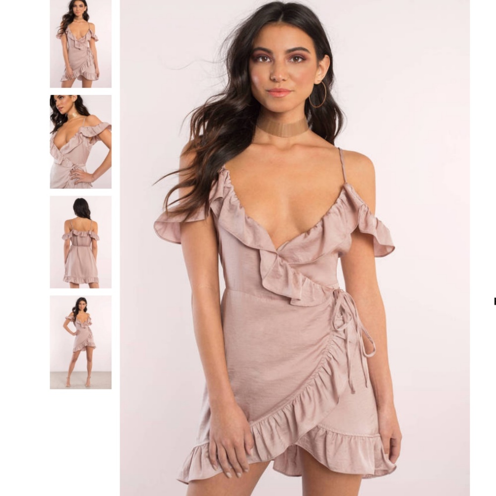 TOBI FOREVER MAUVE SATIN WRAP DRESS